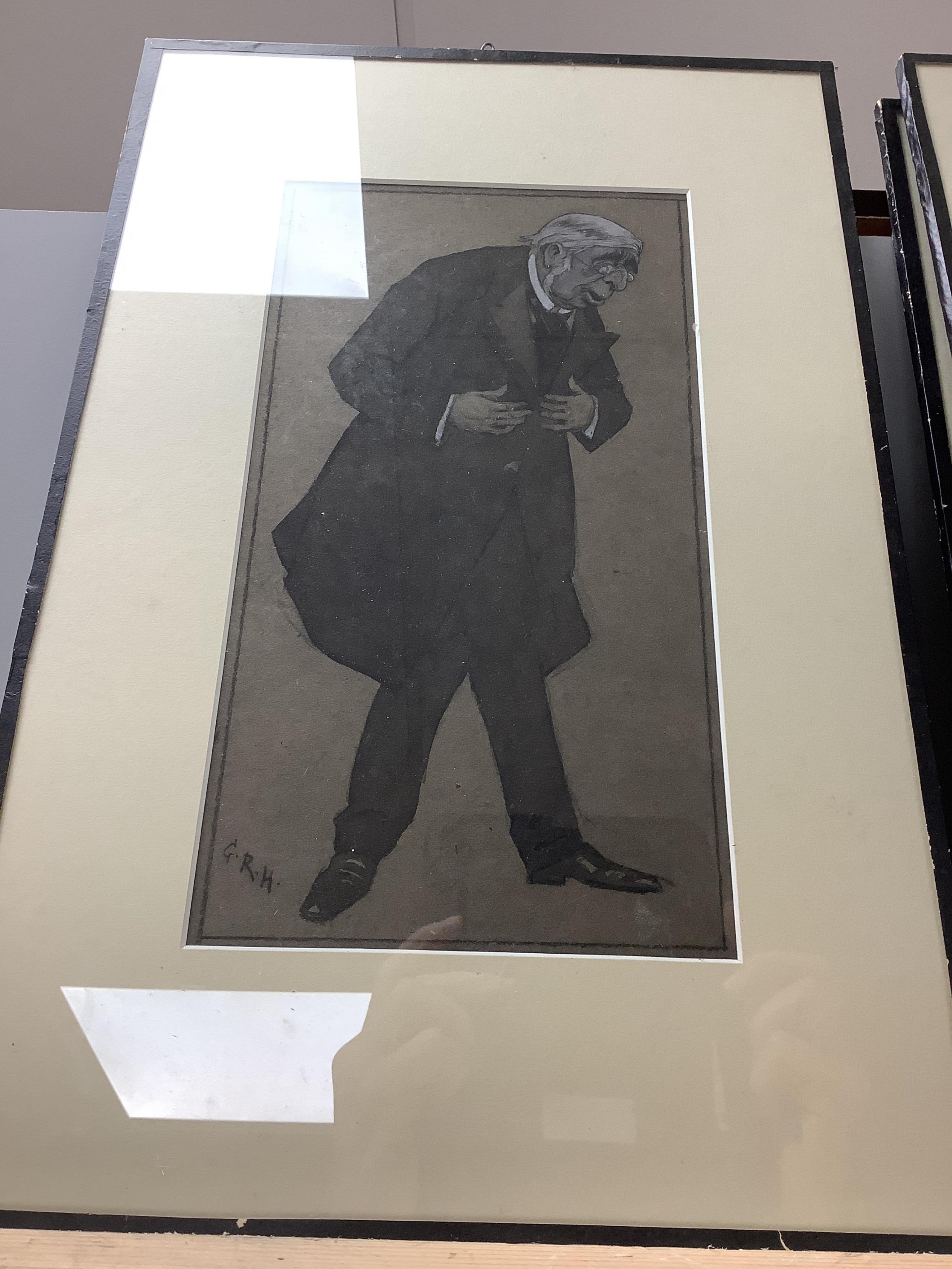 George Roland Halkett (1856-1918), Five original caricatures for Pall Mall magazine, each signed or initialled, largest 30 x 20cm